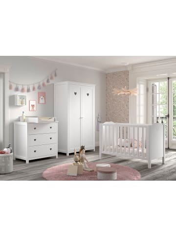 58 aufm Kessel BABYZIMMER SET Kamila 4tlg Weiß Bett Kommode Schrank