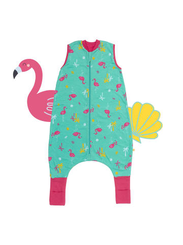 Schlummersack Bio Schlafsack mit Füßen und umklappbaren Bündchen 1.0 TOG in Pink