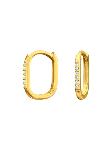 Alexander York Creolen HUGGIES oval in Gold Zirkonia weiß, 2-tlg.