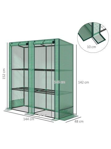 Outsunny Gewächshaus in Grün 144L x 48B x 152H cm