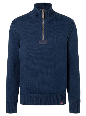 Timezone Hochwertiger Strickpullover mit Reißverschluss-Details in Blau