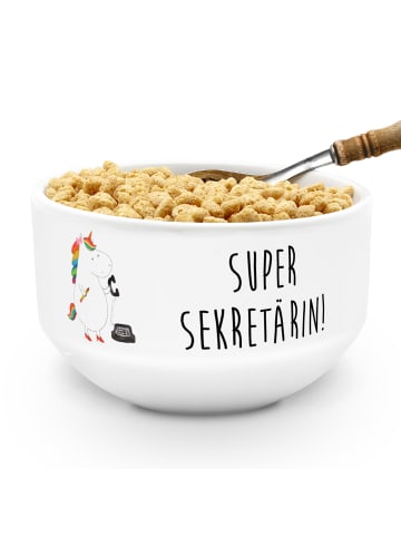 Mr. & Mrs. Panda Schüssel Einhorn Sekretärin mit Spruch in Weiß