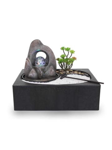 Kiom Led Zimmerbrunnen ZenGarden Rock 29 x 22 x 20.6 in steingrau / schwarz