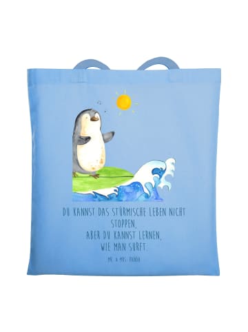Mr. & Mrs. Panda Schultasche Pinguin Surfer mit Spruch in Sky Blue