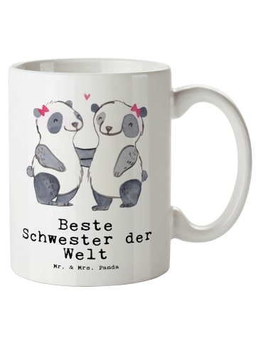 Mr. & Mrs. Panda Becher Panda Beste Schwester der Welt mit Spruch in Weiß