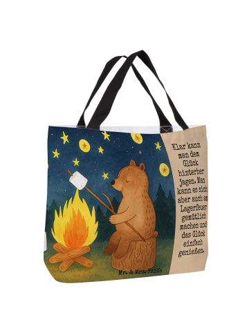 Mr. & Mrs. Panda Shopper Bär & Marienkäfer Lagerfeuer Design mit... in Weiß