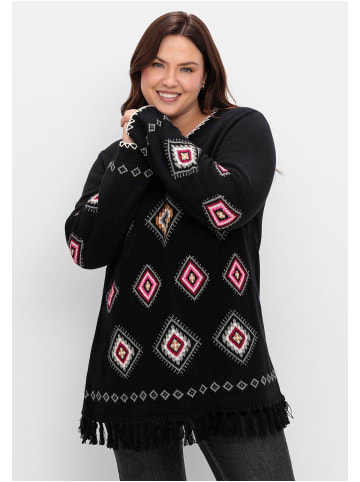 sheego Pullover in schwarz gemustert