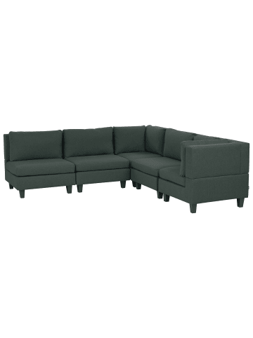 Beliani 5-tlg Ecksofa UNSTAD in Grün/Schwarz linksseitig
