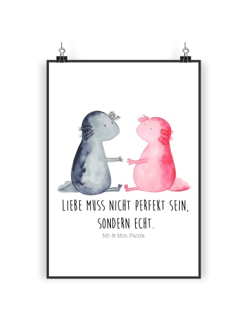 Mr. & Mrs. Panda Poster Axolotl Liebe mit Spruch in Weiß