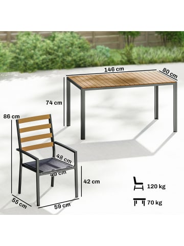 Outsunny Gartengarnitur,146L x 80B x 74H cm,Naturholz