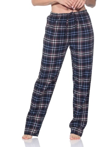 NORMANN Flanell Schlafanzughose Pyjama Kariert in navy