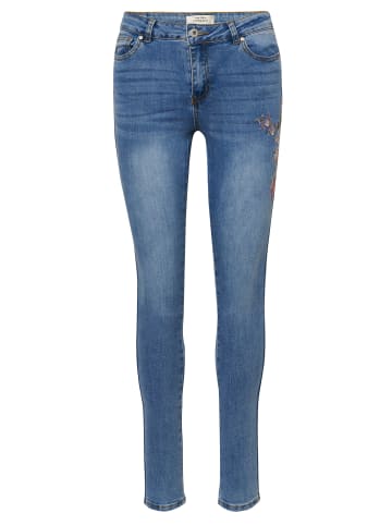 KOROSHI LANGE JEANS SCHMALE HOSE in blau