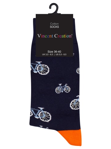 Vincent Creation® Bunte Fun Socken in Fahrradmarine