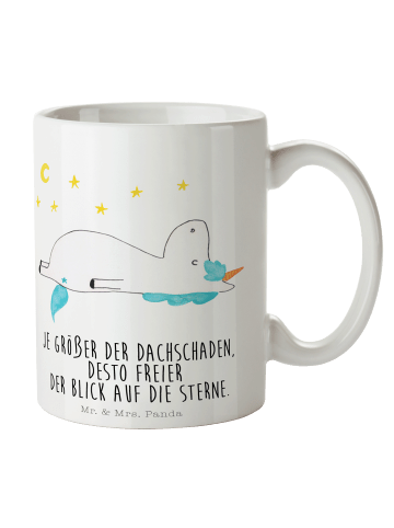 Mr. & Mrs. Panda Kaffeetasse Einhorn Sternenhimmel mit Spruch in Weiß