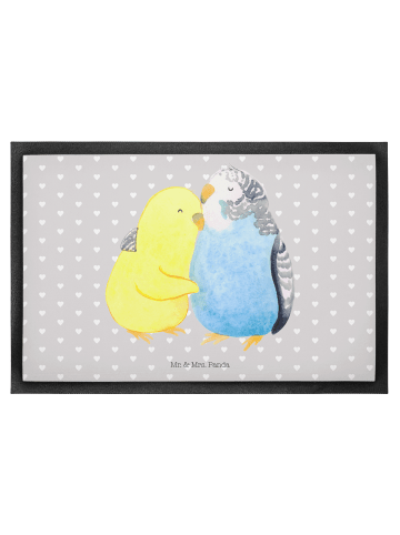Mr. & Mrs. Panda Schmutzfangmatte Wellensittich Liebe ohne Spruch in Grau Pastell