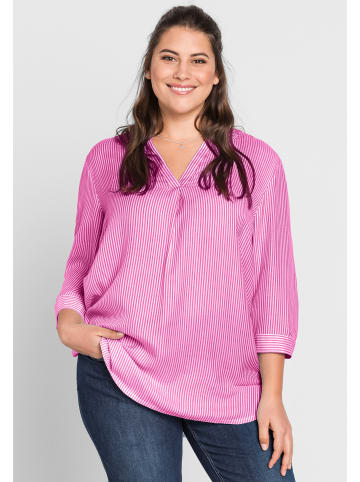 sheego Tunika in magenta-weiß-gestreift
