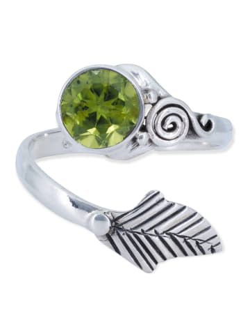 mantraroma 925er Silber - Ringe verstellbar mit Peridot facettiert