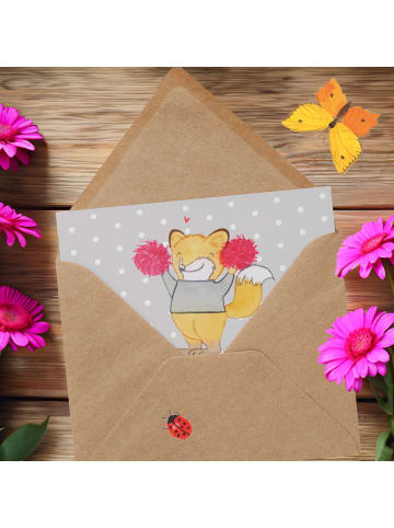 Mr. & Mrs. Panda Deluxe Karte Fuchs Cheerleader mit Spruch in Grau Pastell