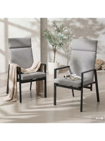 home24 Verstellbarer Gartenstuhl Myluna 2er-Set in Grau