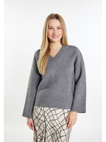 DreiMaster Damen Strickpullover in Grau Melange