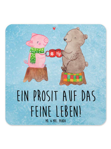 Mr. & Mrs. Panda Glasuntersetzer Glühschwein Sause mit Spruch in Eisblau