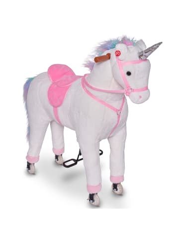 Pink Papaya Reitpferd auf Rollen " Rainbow - 90 cm " in Weiß