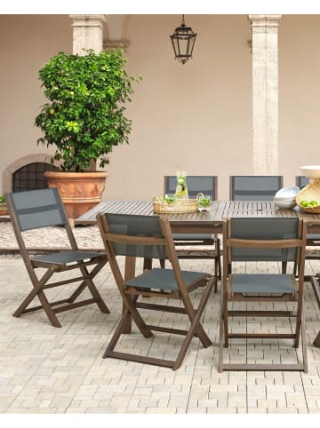 Beliani 2er-Set Gartenstuhl CESANA in Braun/Grau