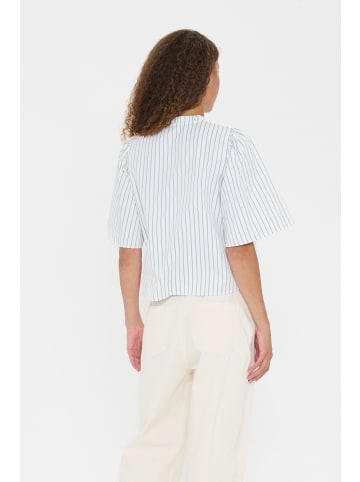 SAINT TROPEZ Kurzarm-Bluse LiviaSZ Gerade Passform in Ice Green Briar Stripe