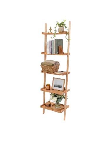 relaxdays Leiterregal in Natur - (B)56 x (H)189 x (T)33 cm