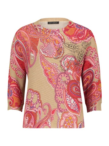 Betty Barclay Strickpullover mit Aufdruck in Camel/Rosé