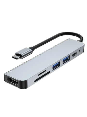 TechProtect 6in1 Multifunktionsadapter V4 USB-C – USB-A/ USB-C/ HDMI /Micro SD /TF in Grau