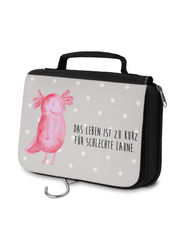 Mr. & Mrs. Panda Schminktasche Axolotl Glücklich mit Spruch in Grau Pastell