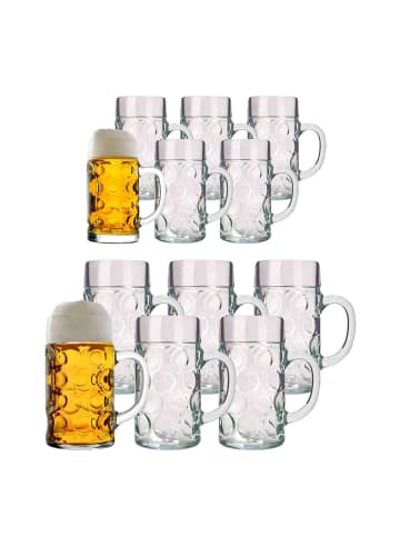 Stölzle 12er Set Bierkrüge Isar 0,5l + 1l transparent in transparent