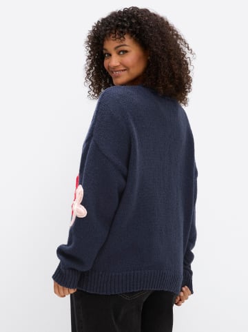 sheego by Joe Browns Strickjacke in tiefblau-ecru