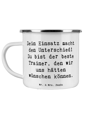 Mr. & Mrs. Panda Camping Emaille Tasse Spruch Trainer Unterschie... in Weiß