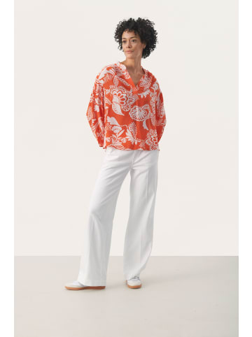 PART TWO Langarm-Bluse GineveraPW in Mandarin Red Graphic Print