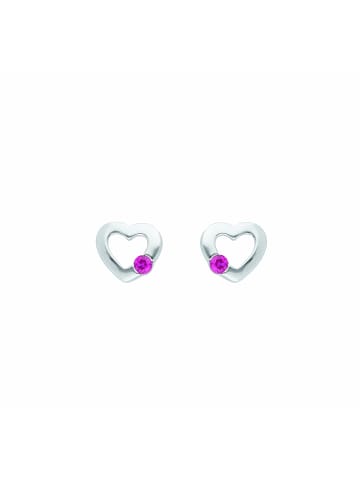 Adeliás Damen 925 Silber Ohrringe / Ohrstecker Herz mit Zirkonia Ø 7,3 mm in bunt