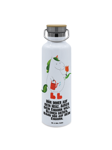 Mr. & Mrs. Panda Trinkflasche Einhorn Gärtner mit Spruch in Weiß
