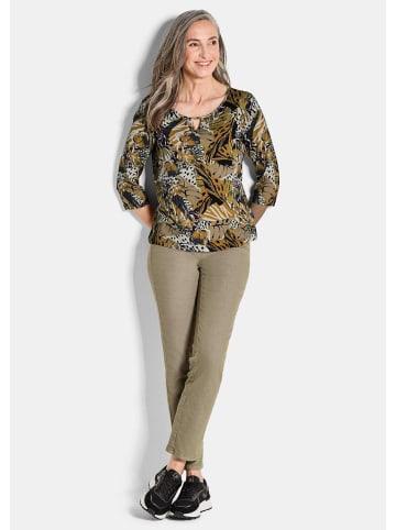 GOLDNER Viskosebluse mit Allover-Leo-Druck in honig / gemustert