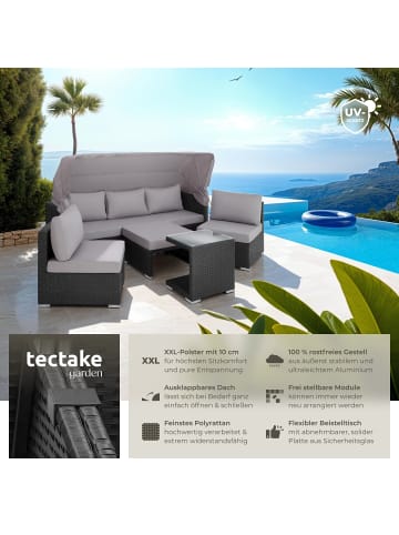 tectake Rattan Sitzgruppe, Sicherheitsglasplatte, für 5 bis 6 Personen