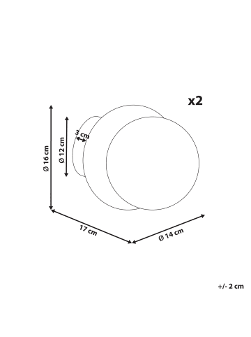Beliani 1er-Set Wandleuchten BOUBLE in Schwarz