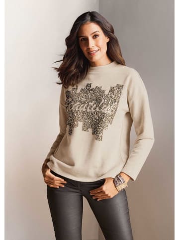 MADELEINE Sweatshirt mit Pailletten in helltaupe / melange