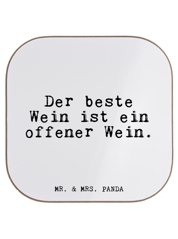 Mr. & Mrs. Panda Holzuntersetzer Der beste Wein ist... mit Spruch in Weiß