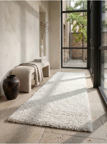 KADIMA DESIGN Teppich Hochflor Shaggy Waschbar Einfarbig RHEIN Strapazierfähig in Creme