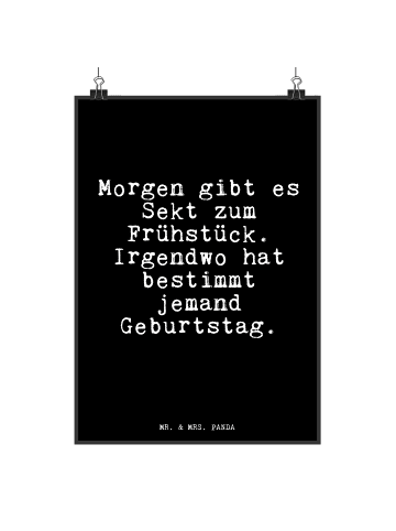 Mr. & Mrs. Panda Poster Morgen gibt es Sekt... mit Spruch in Schwarz