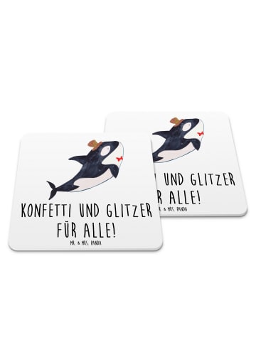 Mr. & Mrs. Panda Untersetzer Set Orca Zylinder mit Spruch in Weiß