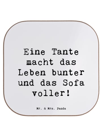Mr. & Mrs. Panda Tassen Untersetzer Spruch Bunte Tante mit Spruch in Weiß