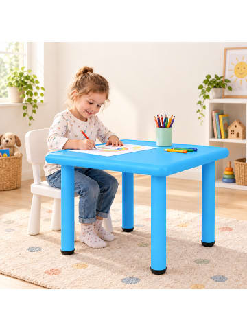 relaxdays Kindertisch in Blau - (B)62 x (H)52 x (T)62 cm