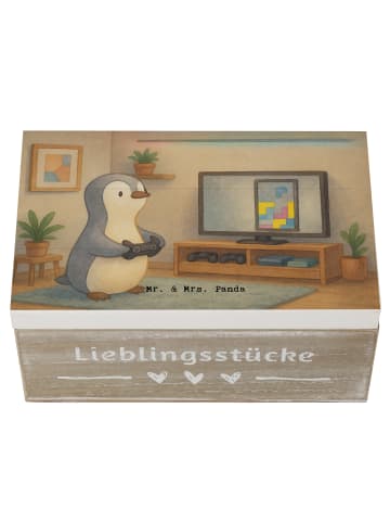 Mr. & Mrs. Panda Box Pinguin Zocken Design ohne Spruch in Weiß