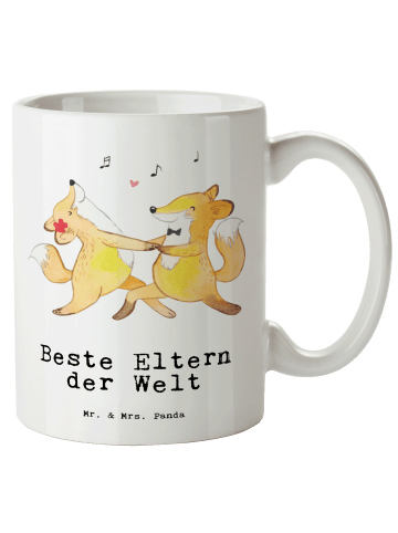 Mr. & Mrs. Panda Tasse Fuchs Beste Eltern der Welt mit Spruch in Weiß
